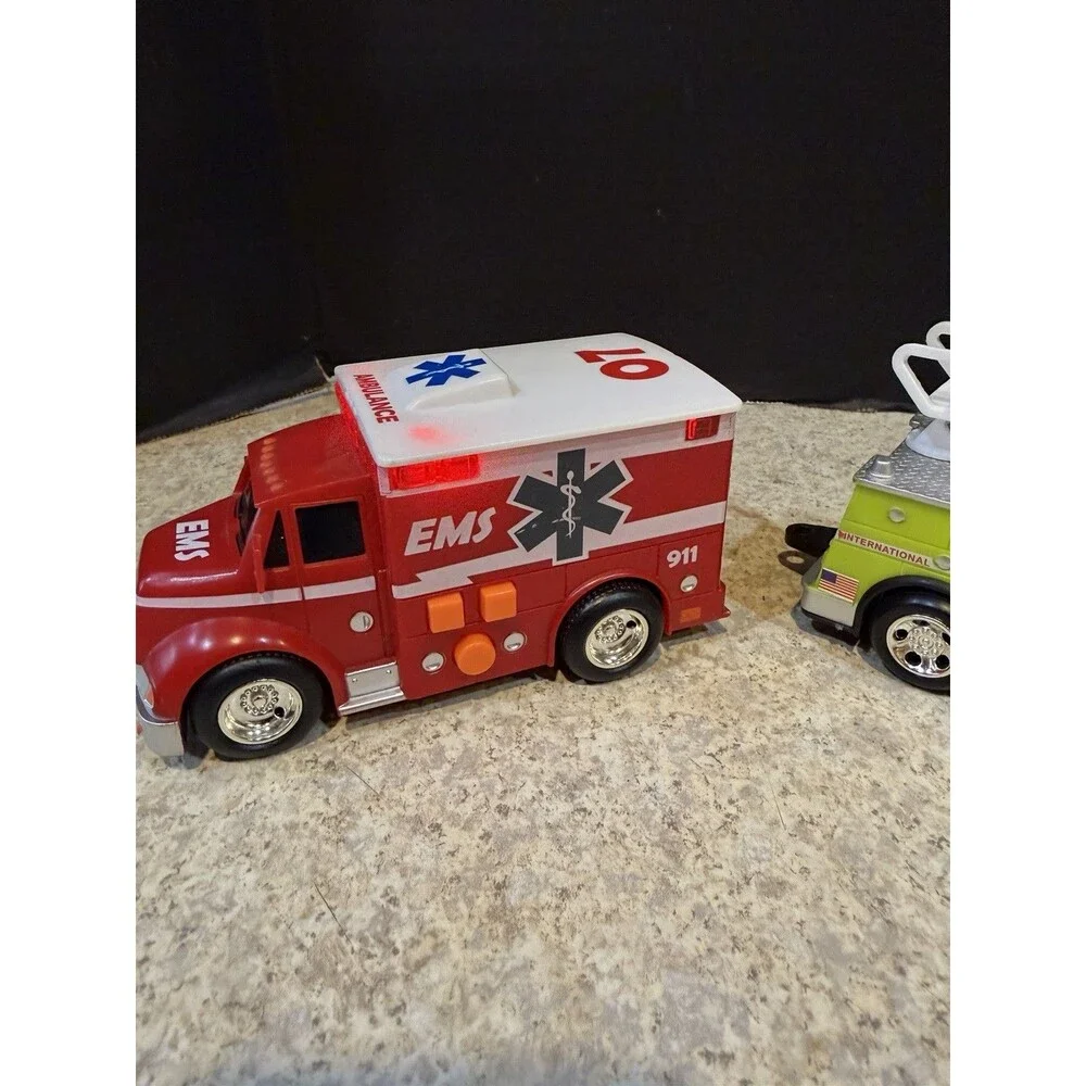 Tonka Lights & Sounds EMS Ambulance + Airport Fire Truck Lot Tested